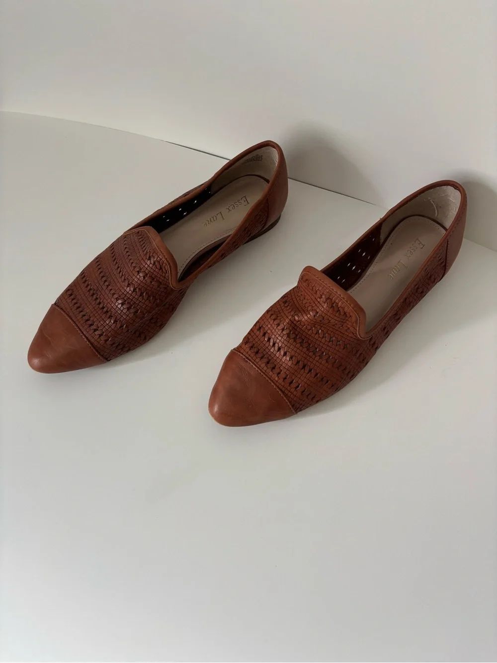 Essex Lane Cognac Woven Leather Loafers